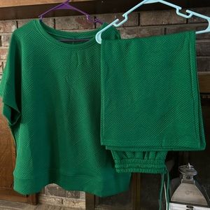Kelly green travel/leisure suit.